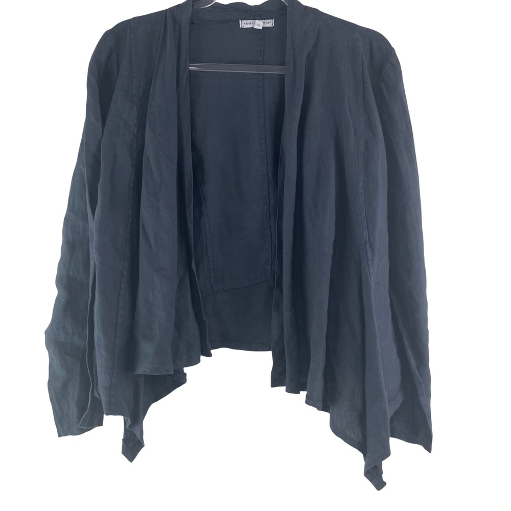 Tempo Paris Linen Open Front Waterfall Cardigan Jacket M‎ Lagenlook Boho Italy